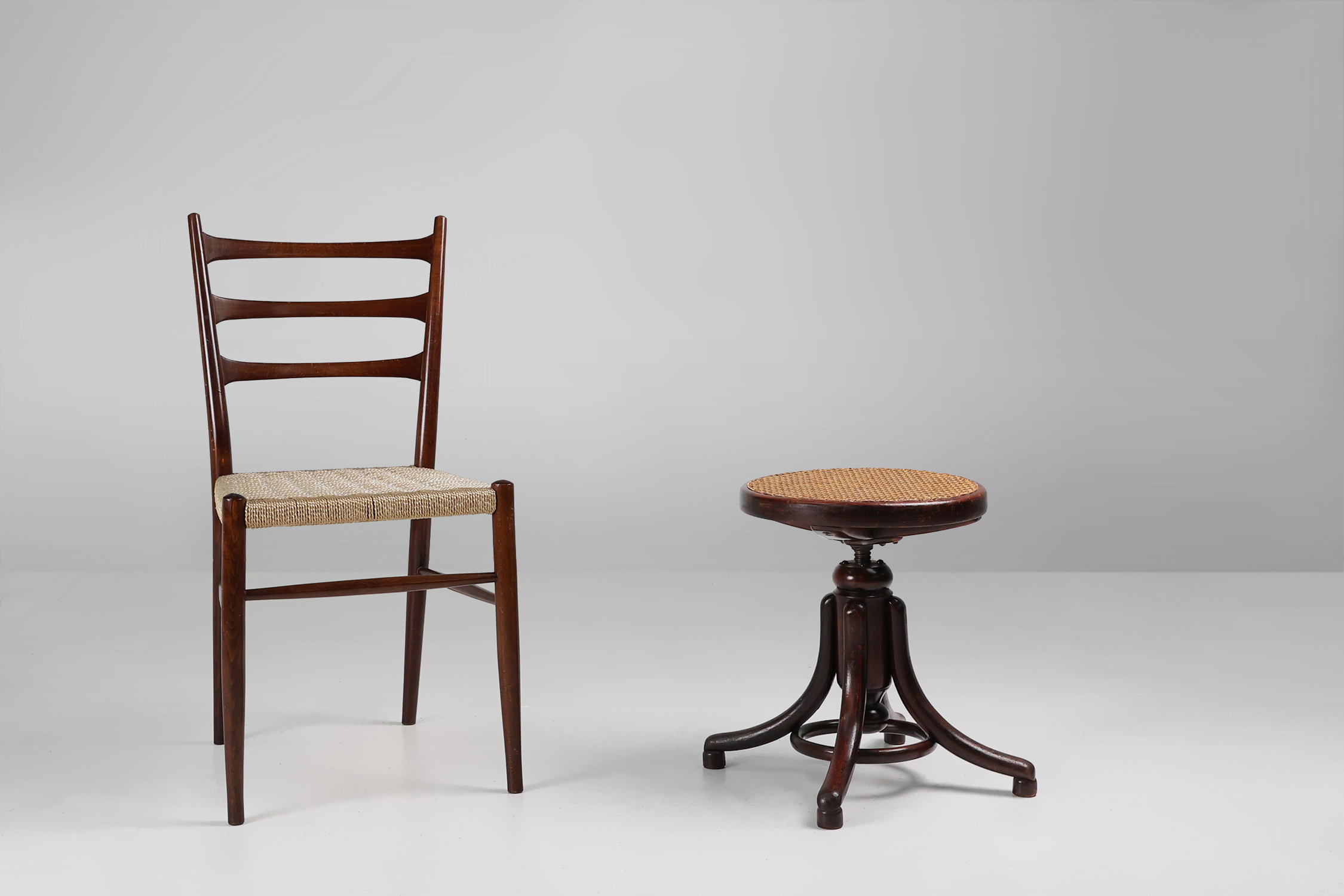 Thonet beech bentwood piano stool with caned seat, Austria ca. 1900thumbnail